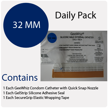 Condom Catheter 32mm  GeeWhiz Daily Pack Of 10 Condom Catheters - Geewhiz Condom Catheter