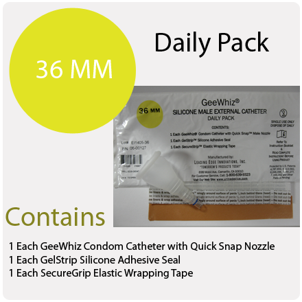Condom Catheter 36mm GeeWhiz Daily Pack of 35 external catheters - Geewhiz Condom Catheter